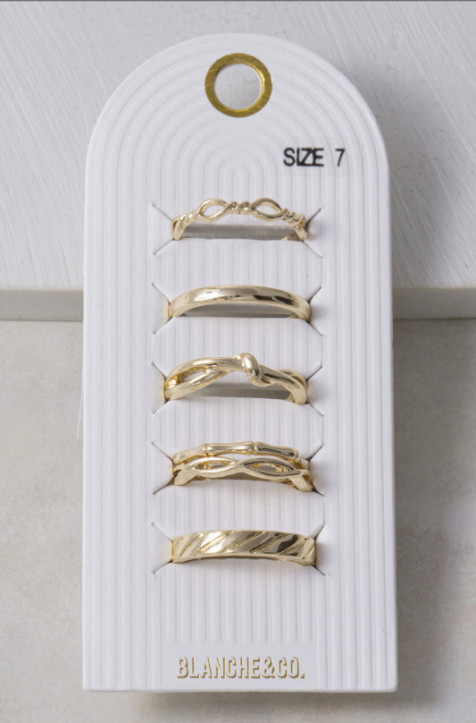 Halley Textured Ring Stack Set Gold