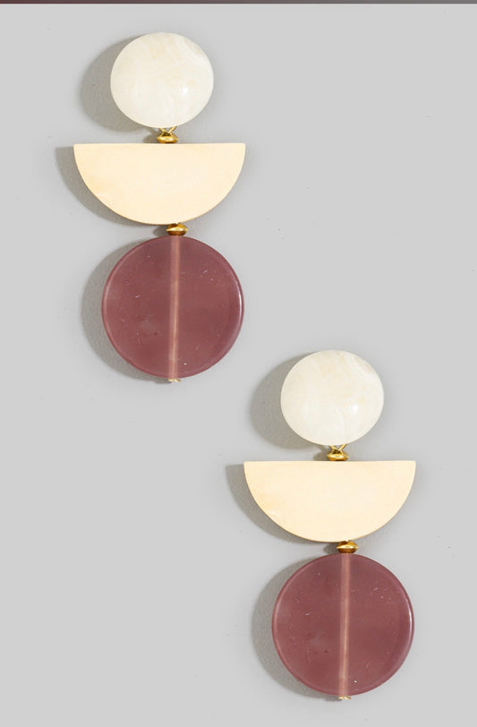 Overtime Disc Drop Earrings Pink