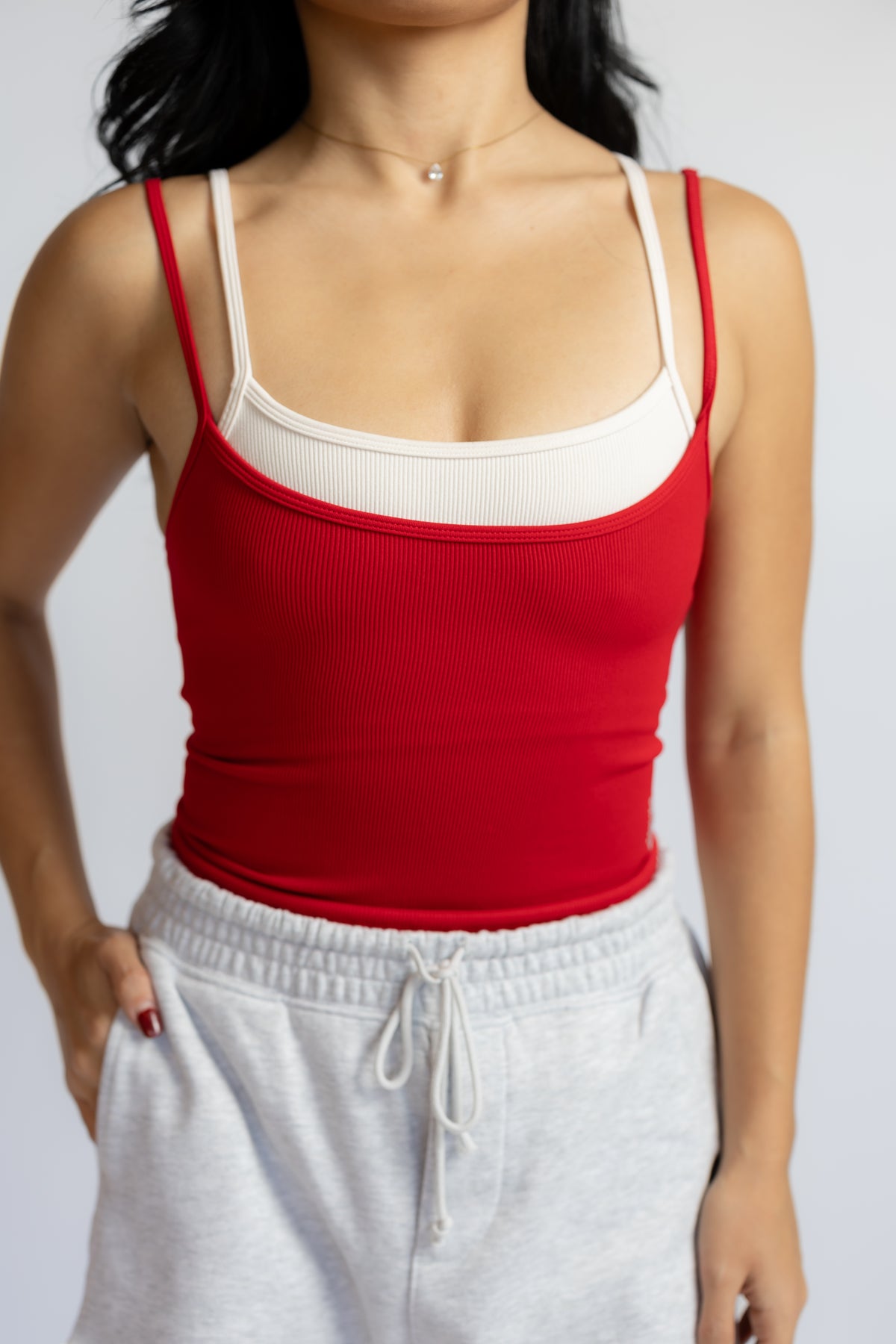 All Clear Coastline Cami Red & Cream