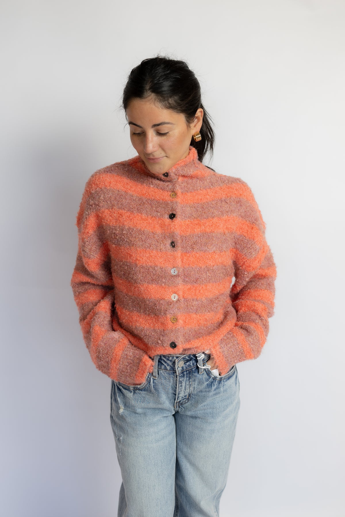 Striped Button Collection Cardigan