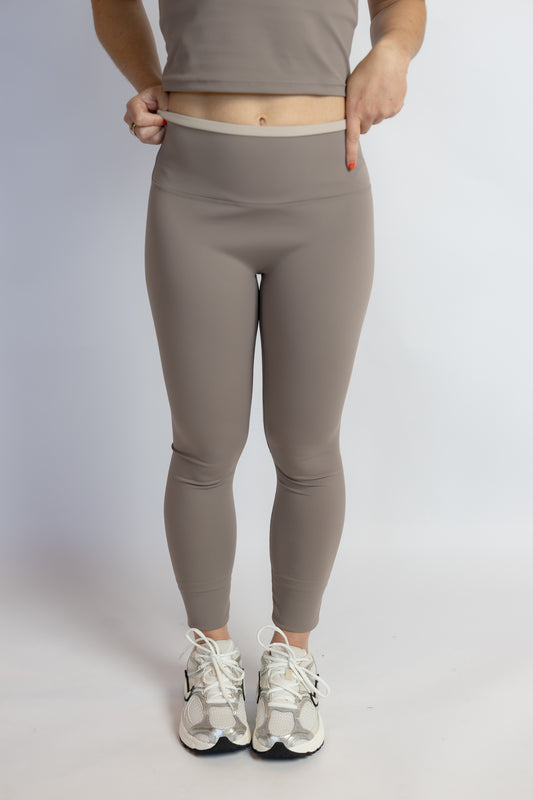 Coffee Run Contrast Leggings Taupe