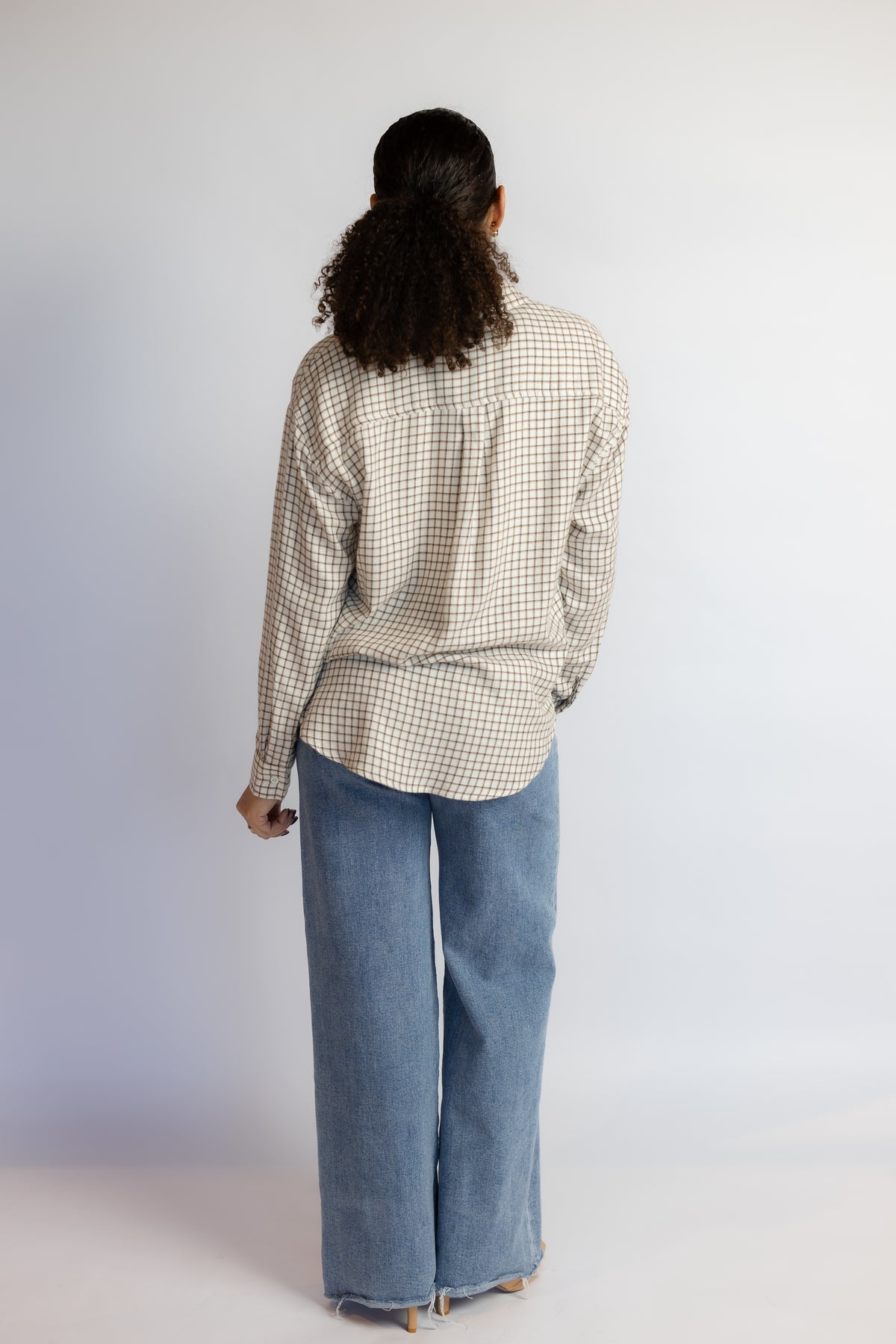 River Plaid Button Up Frosted Pearl