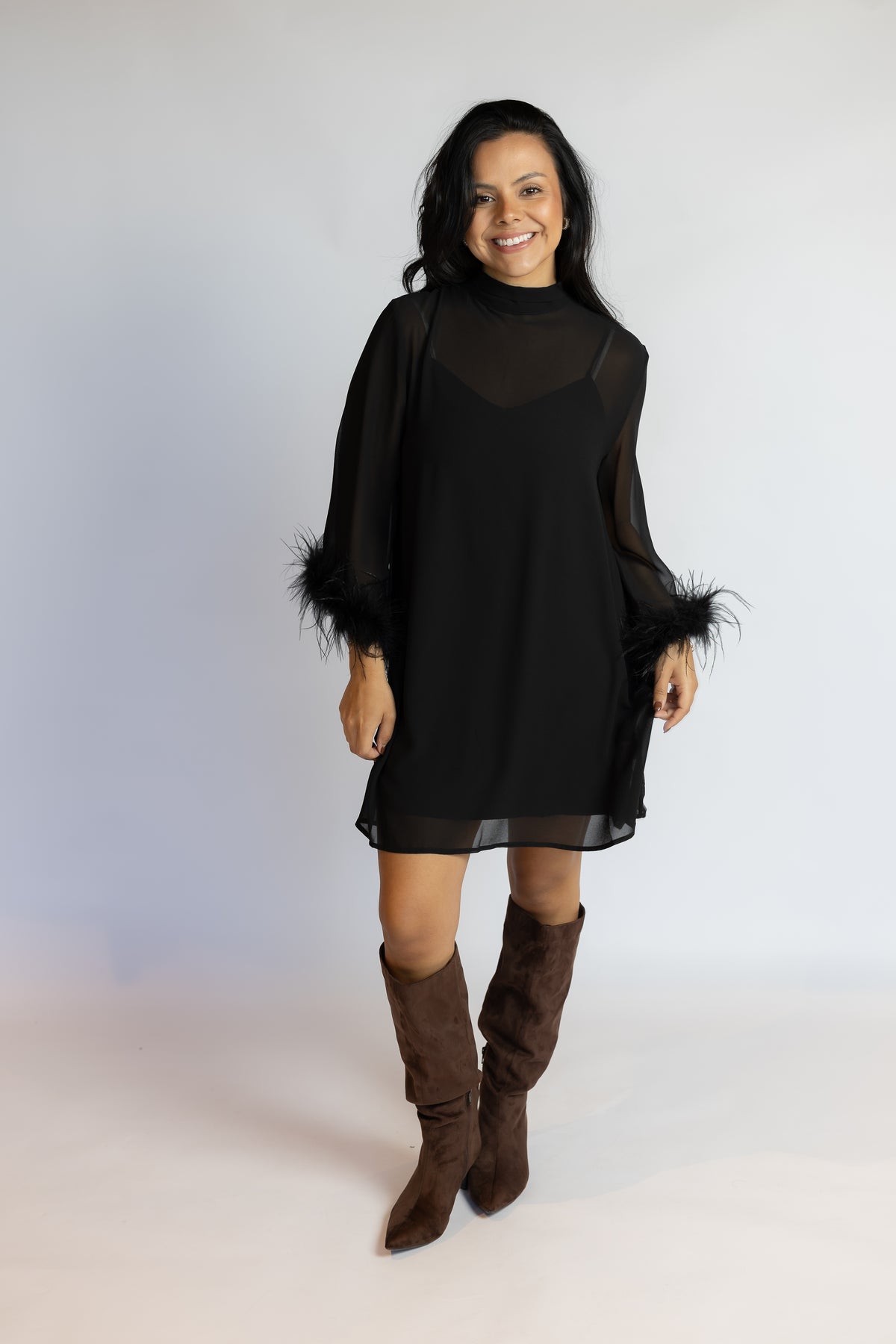 Harley Feather Trim Dress