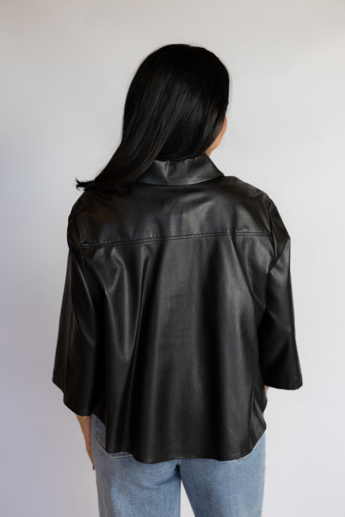 Nick Faux Leather Button Down