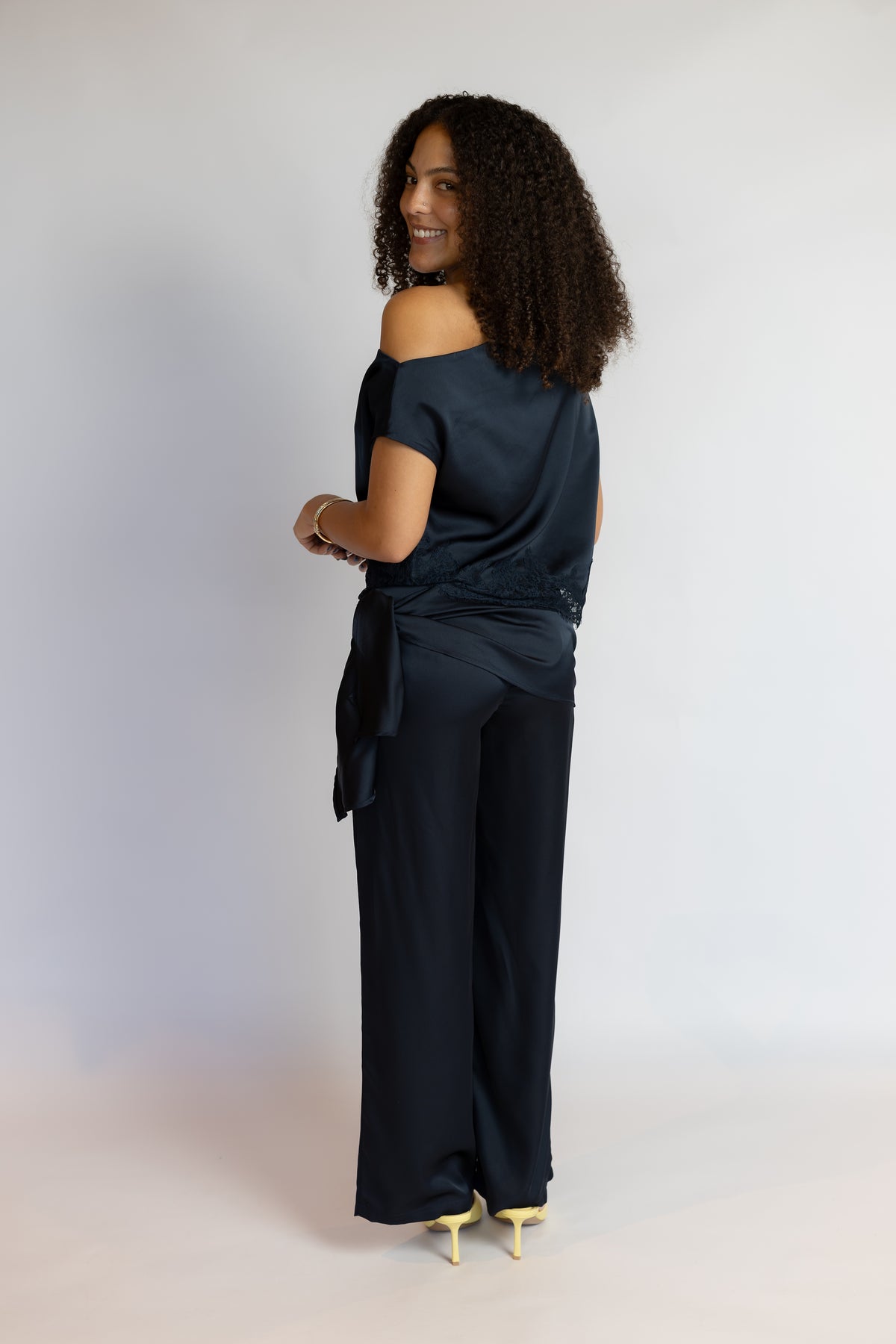 Under The Lights One Shoulder Satin Top