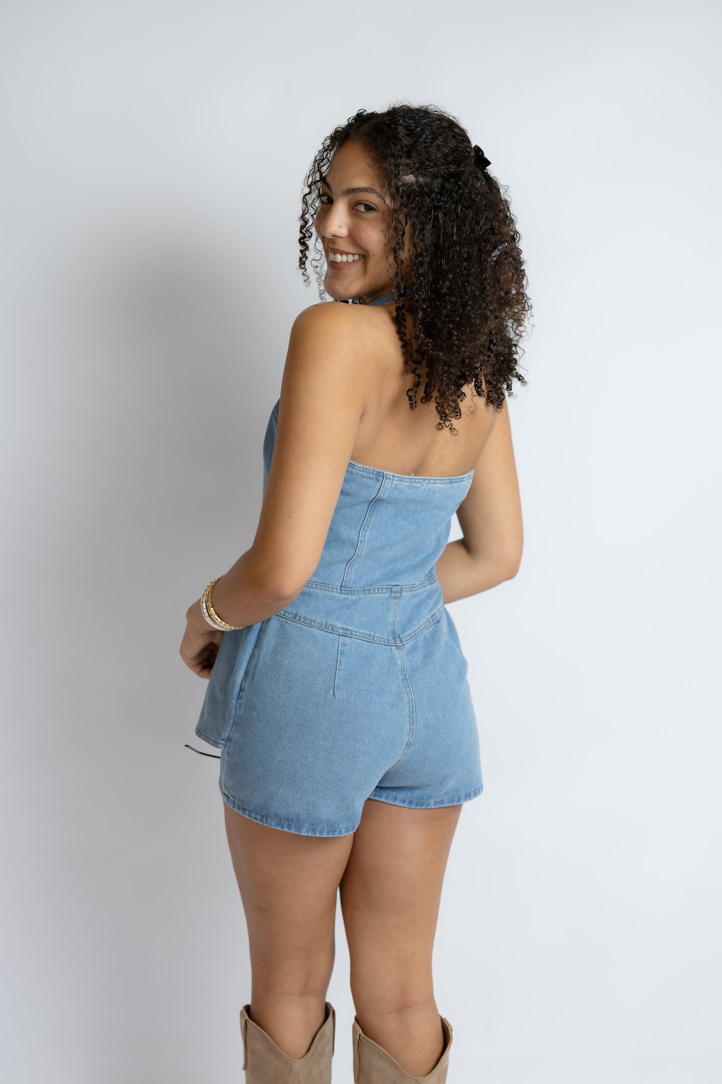 Wish You Would Denim Vest Romper