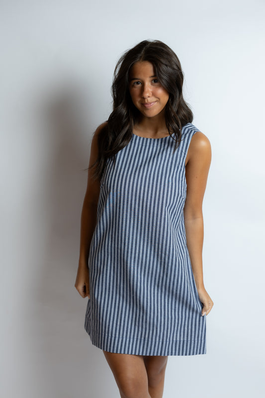 Charis Striped Open Back Dress