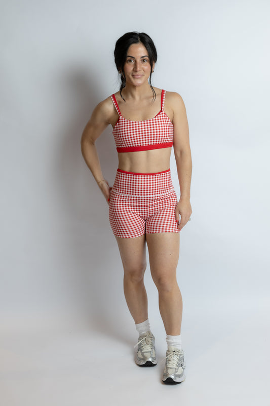 Get Going Gingham Layered Bra