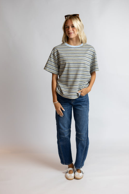 Let's Get Gelato Striped Oversized Tee