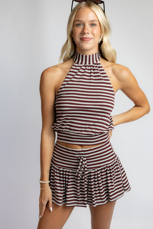 Minibar Striped Mini Skirt Set