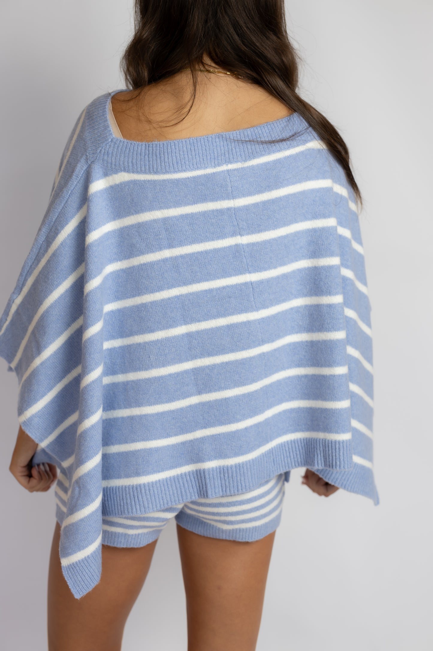 Let's Rally Striped Knit Poncho Top