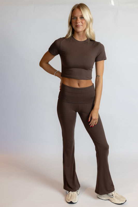 Sofia Jersey Crewneck Tee Chocolate