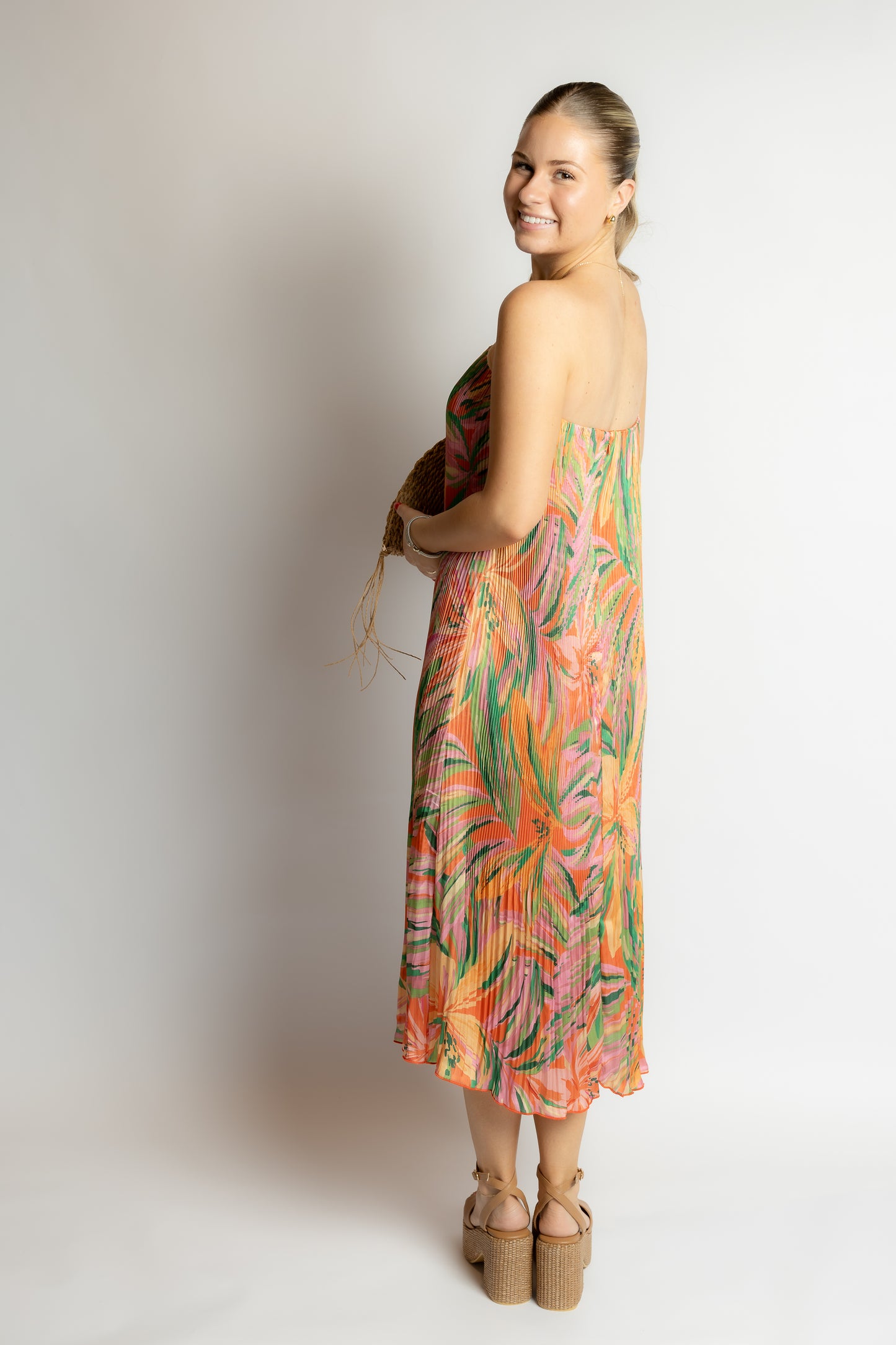 Sunset Ridge Plisse Midi Dress