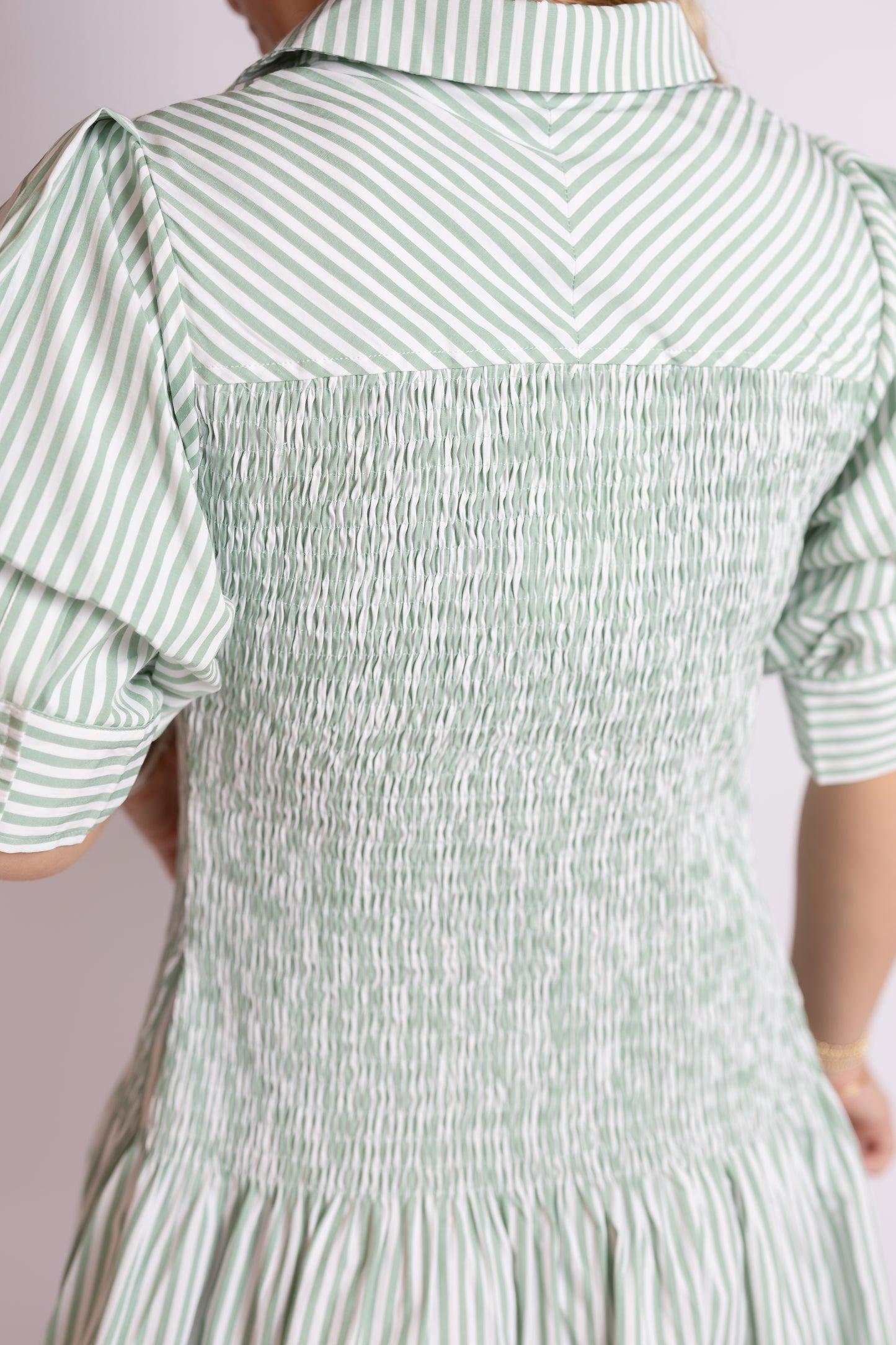 Trellis Striped Smocked Dress