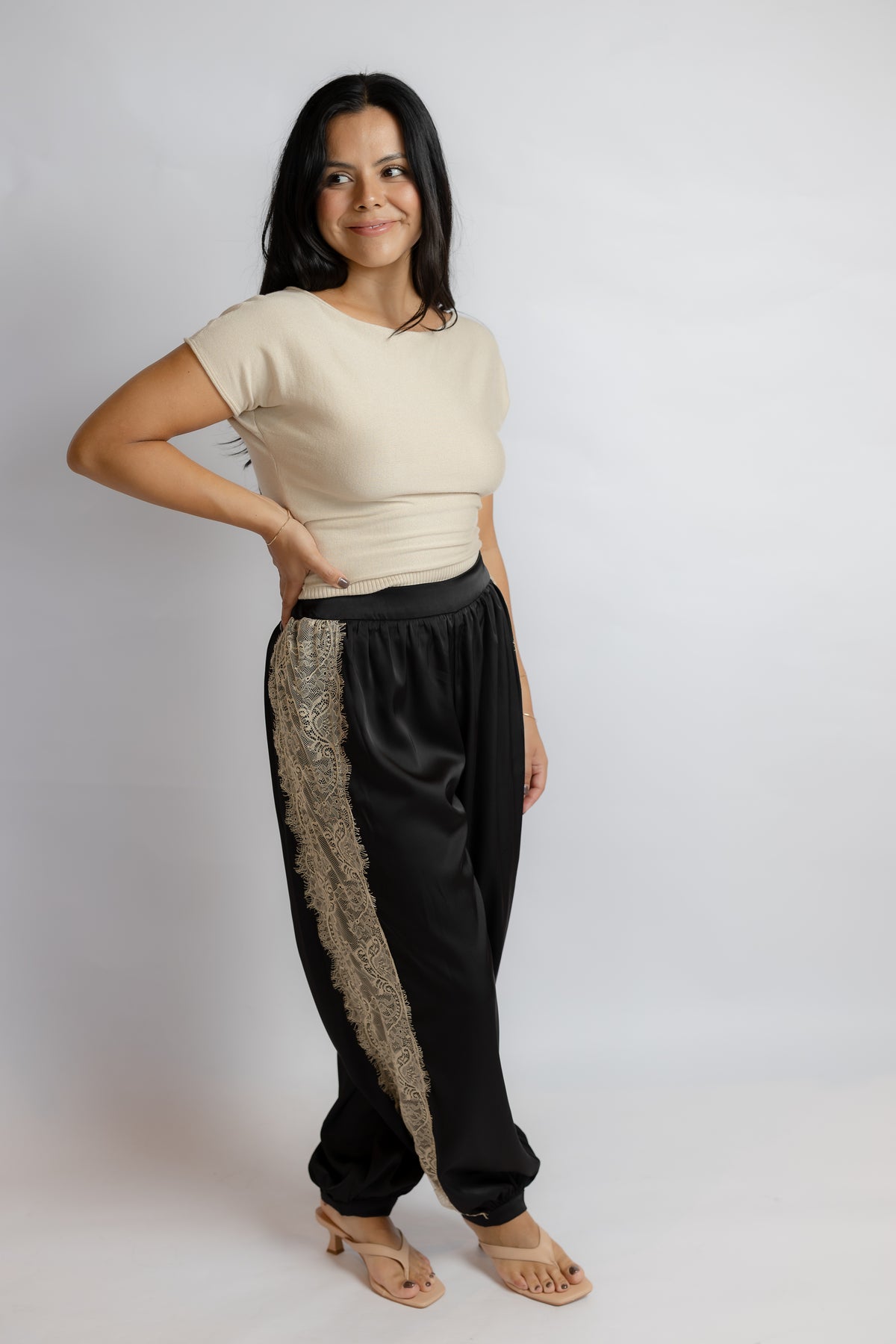 Take Me Satin Lace Balloon Pants