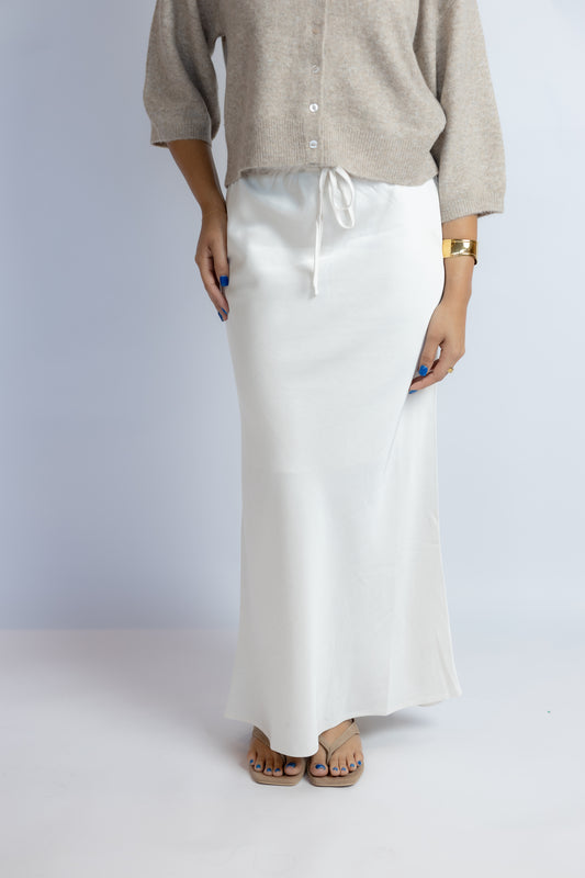 A Step Away Satin Midi Skirt