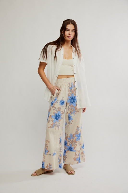 Day's End Linen Printed Pull-On Pants