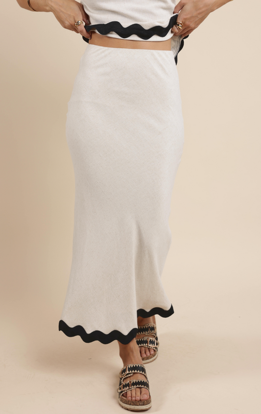 Sugarloaf Wavy Trim Midi Skirt