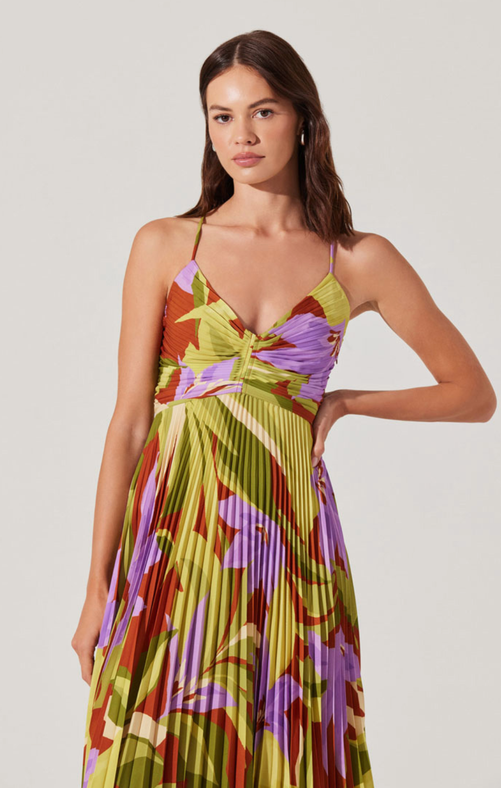 Blythe Floral Plisse Midi Dress