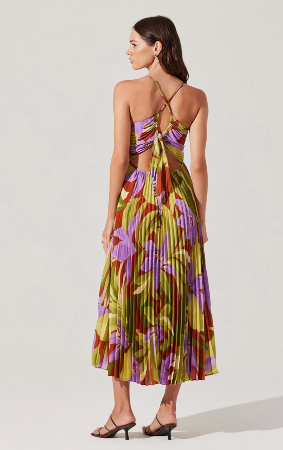 Blythe Floral Plisse Midi Dress