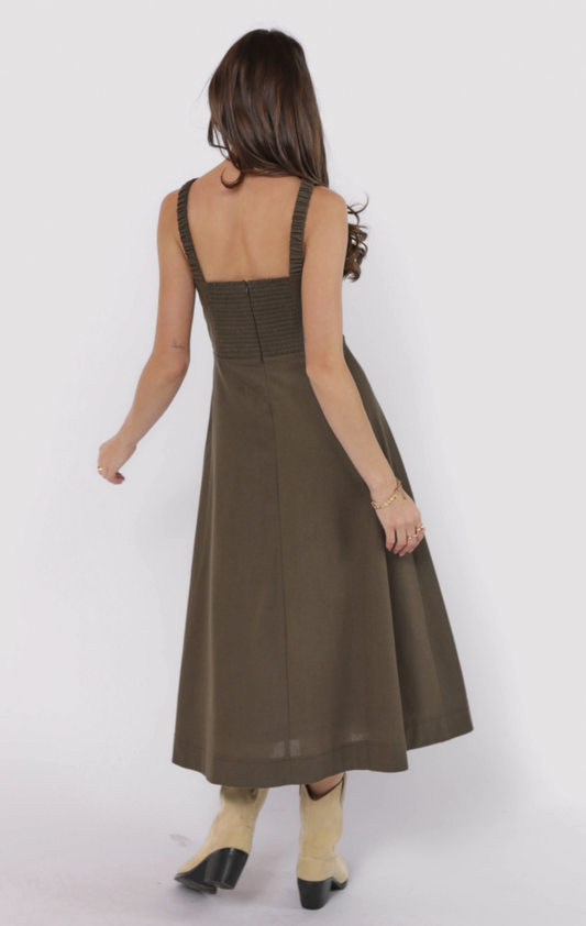 Backyard Linen Halter Neck Dress