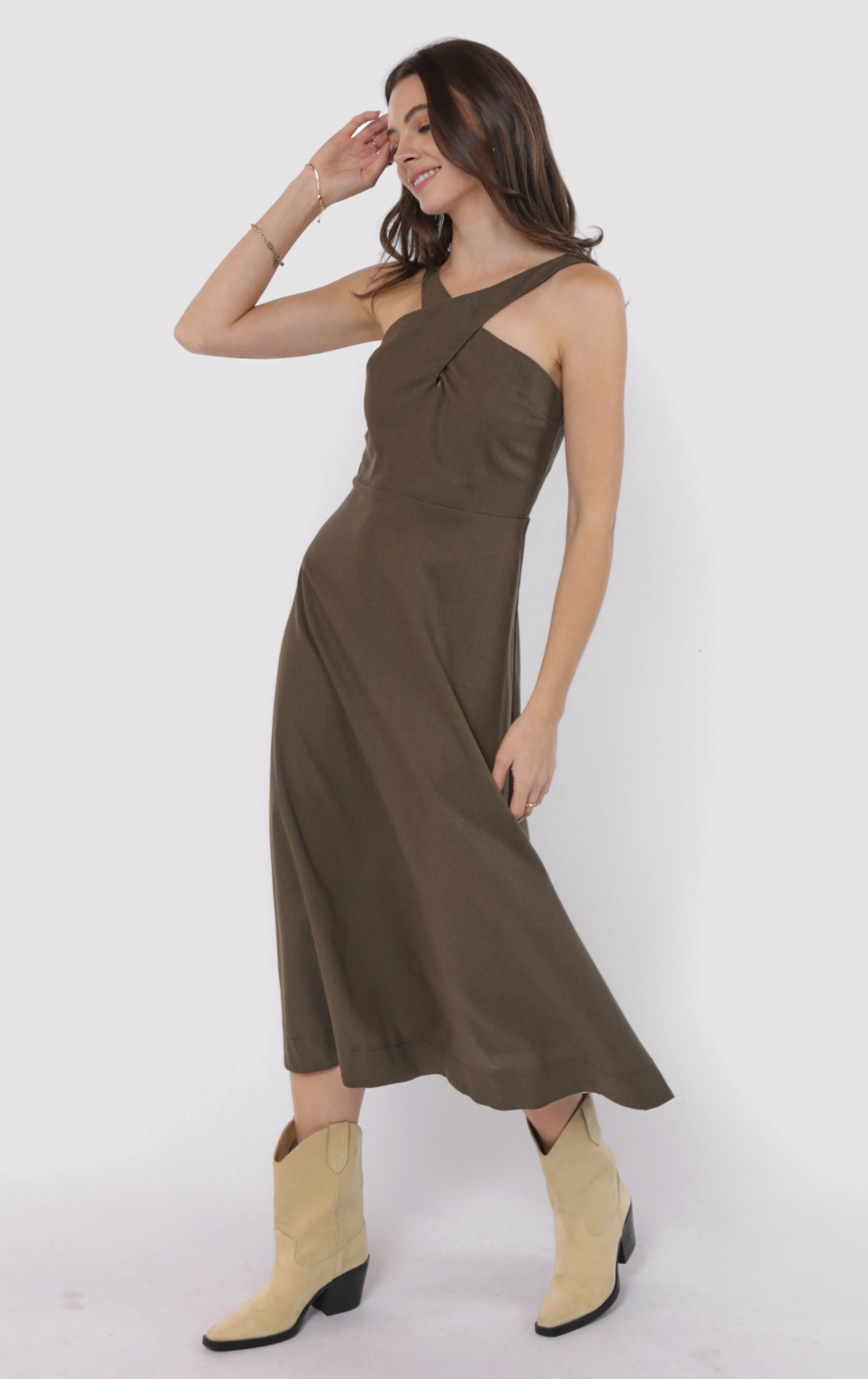 Backyard Linen Halter Neck Dress