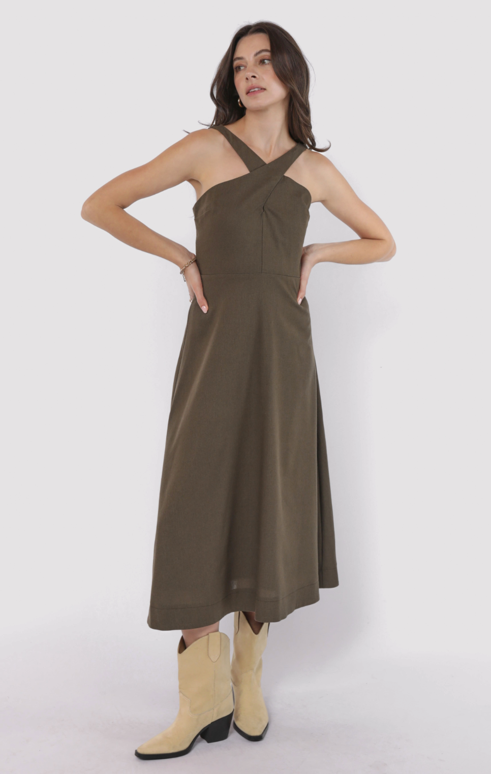 Backyard Linen Halter Neck Dress