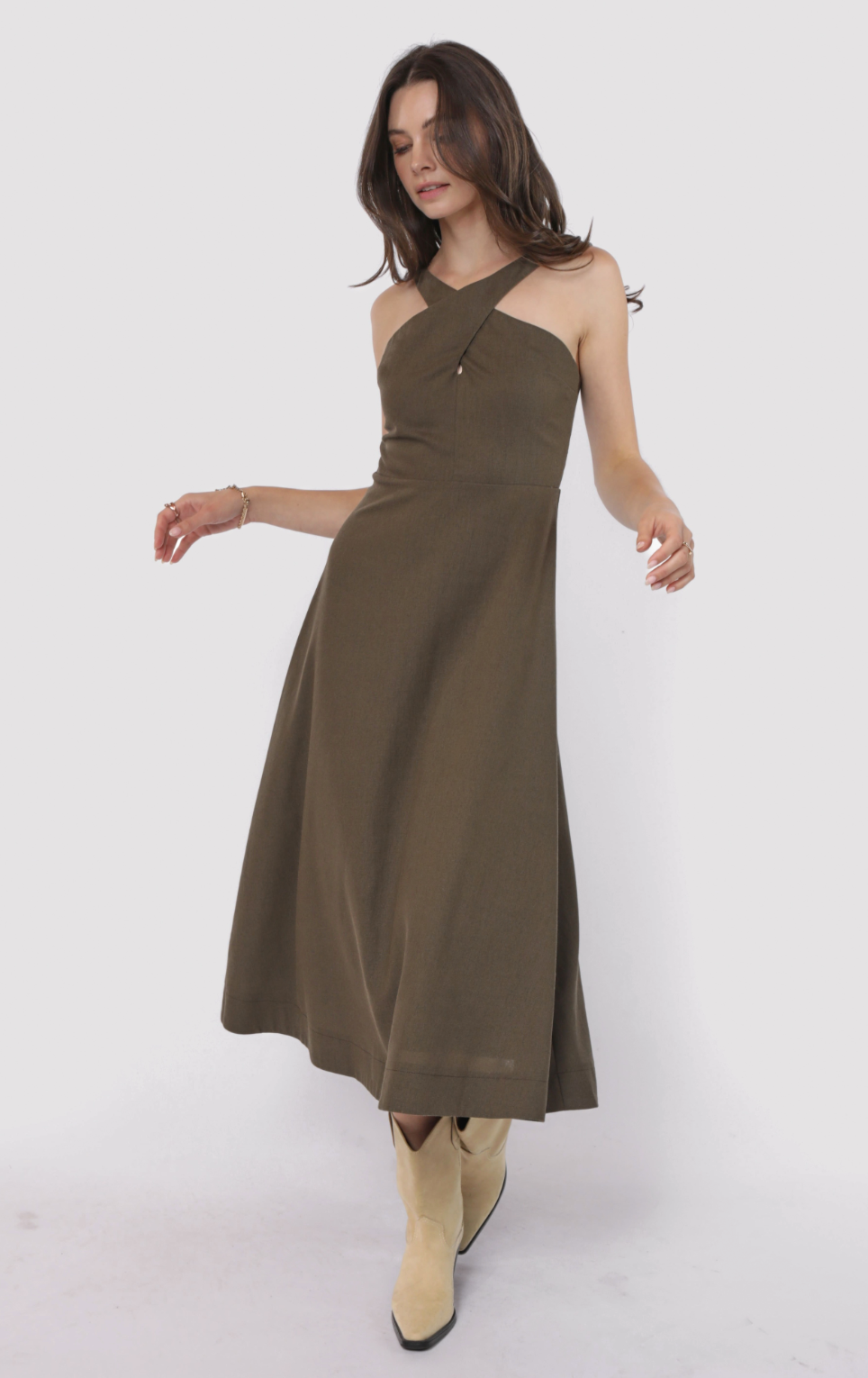 Backyard Linen Halter Neck Dress