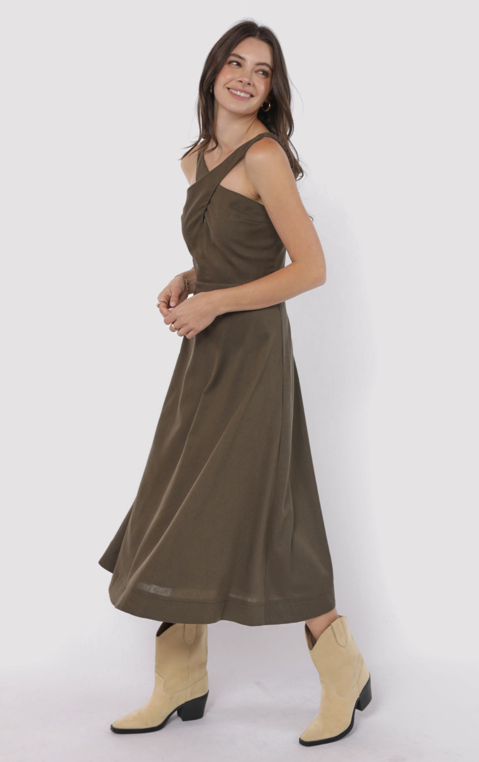 Backyard Linen Halter Neck Dress