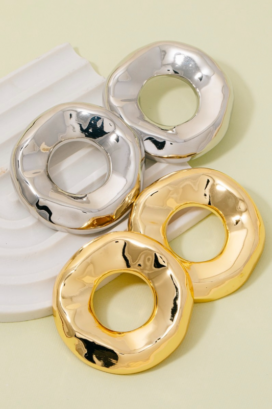 Glazed Donut Earrings Silver