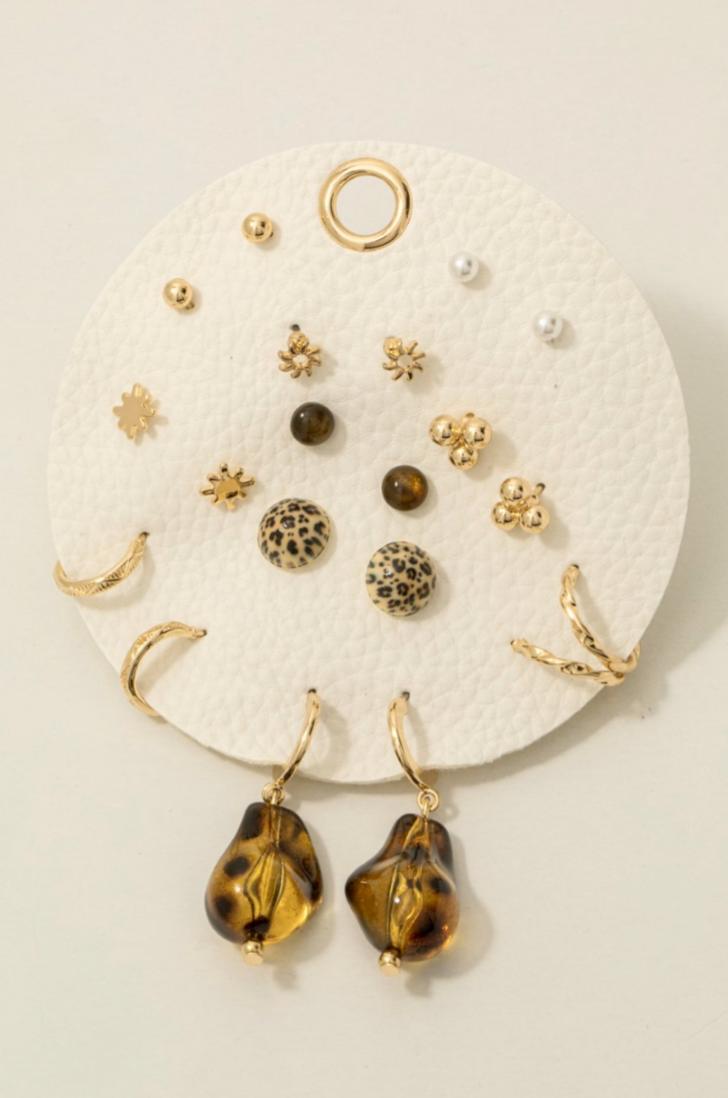 Clear Head Leopard Earrings Set