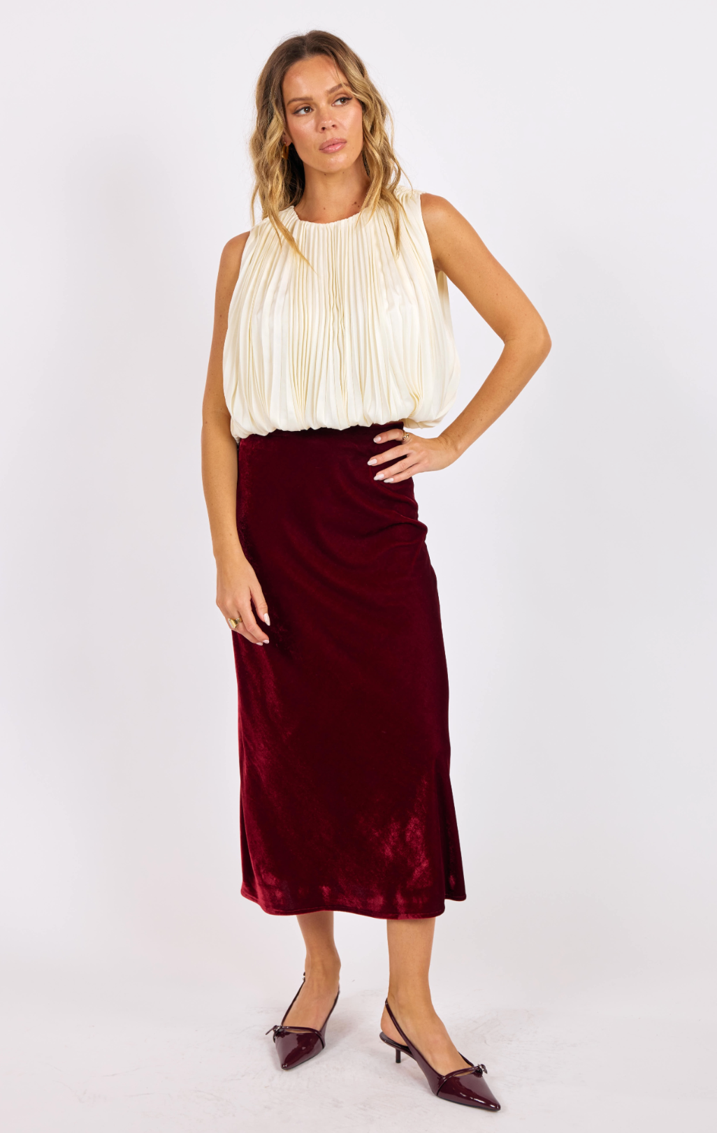 Twilight Spell Velvet Midi Skirt