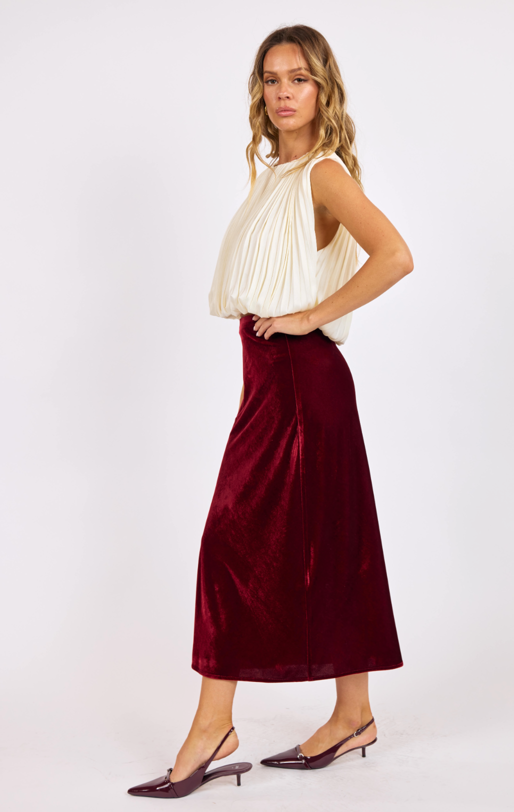 Twilight Spell Velvet Midi Skirt