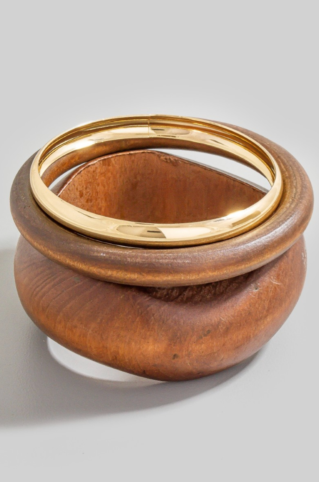 Wooden and metal bangle bracelet set.