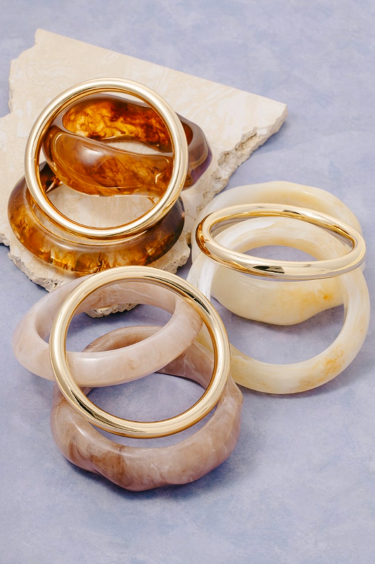 Isla Marble Bangle Set Khaki