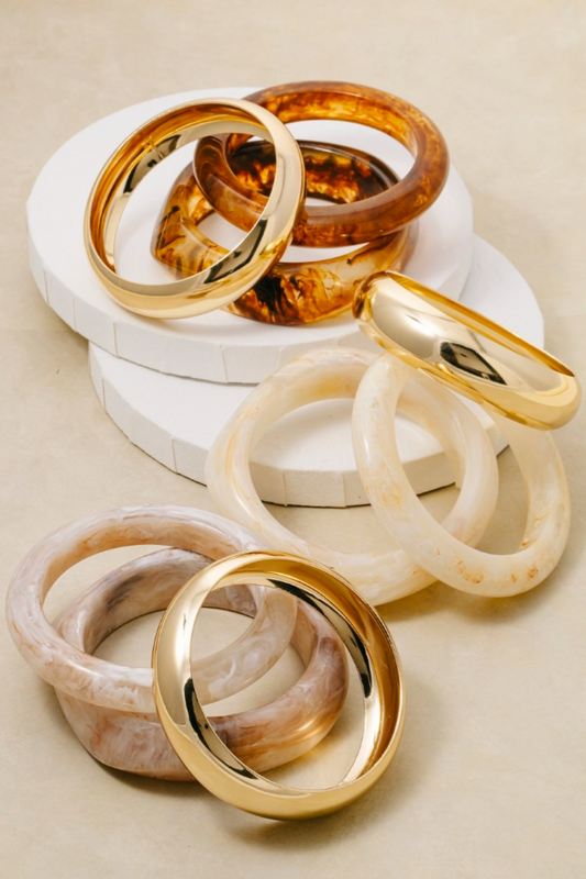 Arden Marble Bangle Set Brown