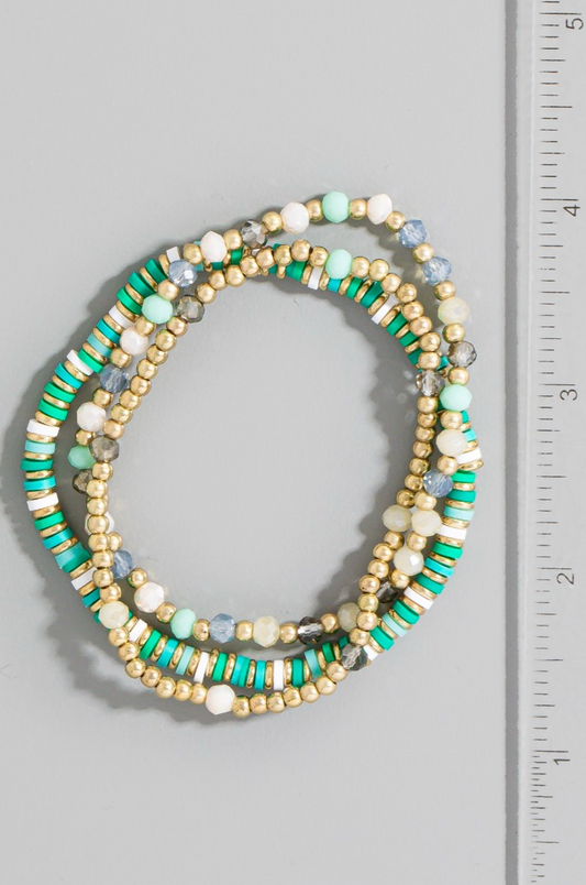 Solara Beaded Bracelet Set Turquoise Mix
