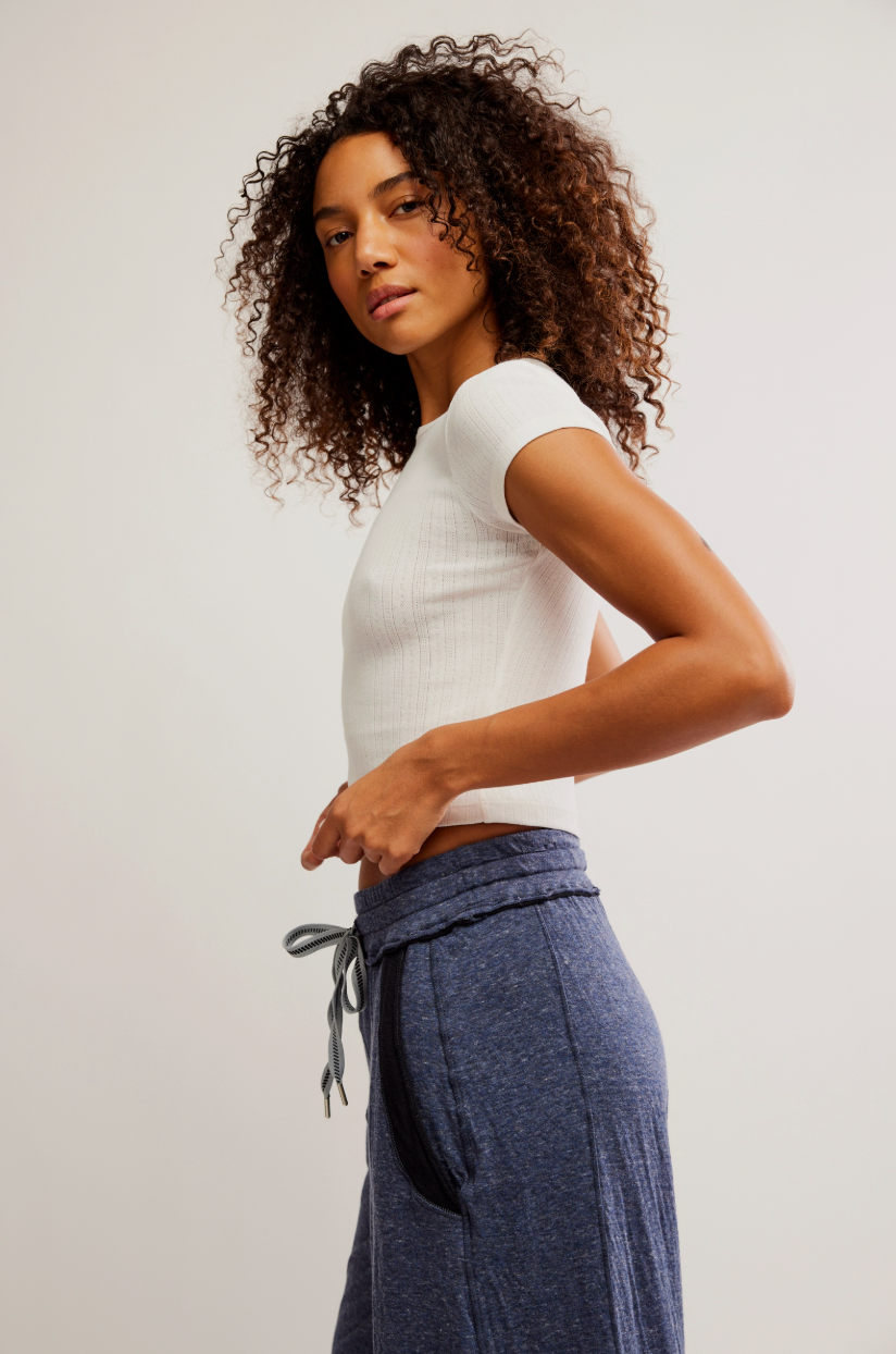 Wait A Minute Baby Tee Oatmeal