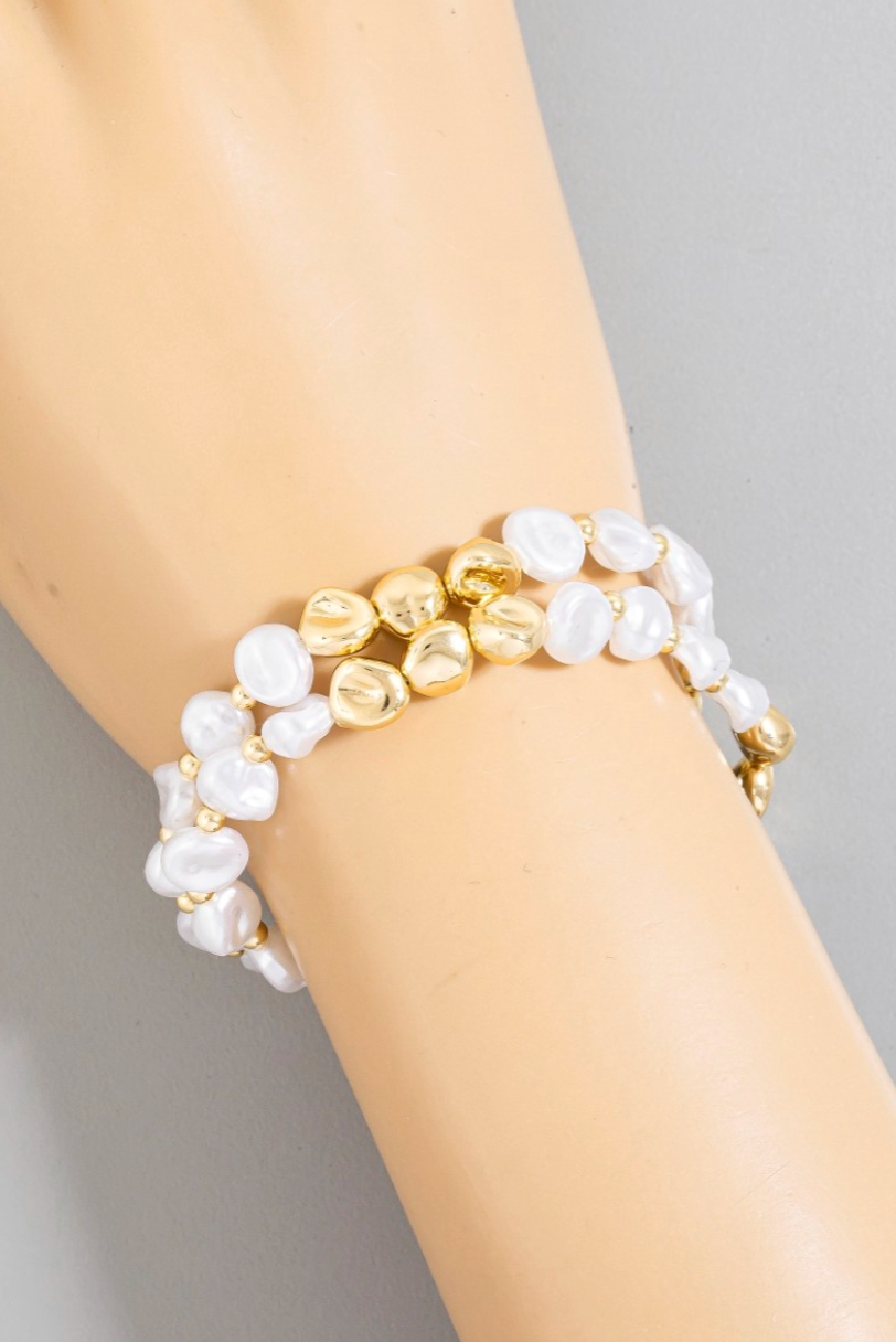 Gilded Pearl Strand Bracelet