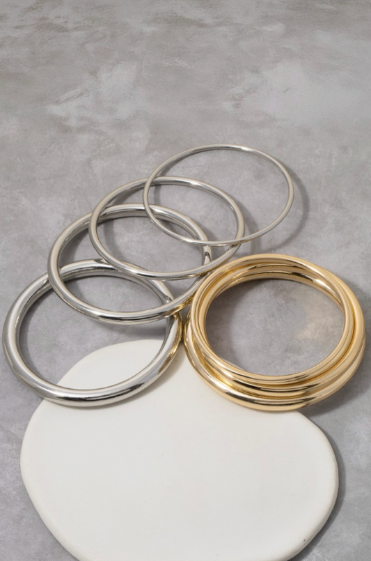 Once Or Twice Bangle Set Silver