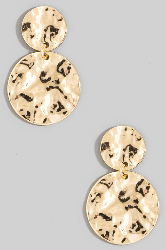 Double Date Coin Drop Earrings Gold