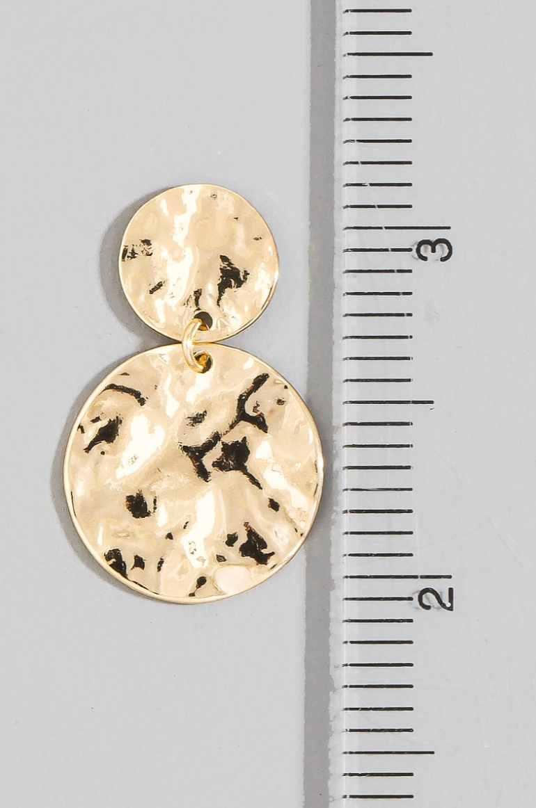 Double Date Coin Drop Earrings Gold