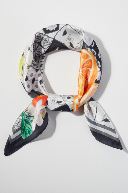 Lemon Tree Square Bandana Scarf Black