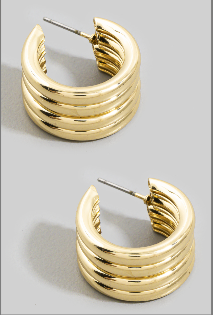Time To Go Chunky Hoop Earrings Gold