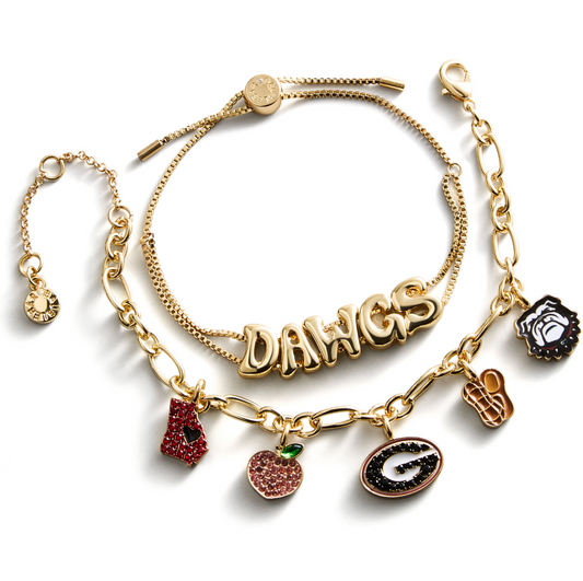 University Of Georgia Charm And Slogan Bracelet Set