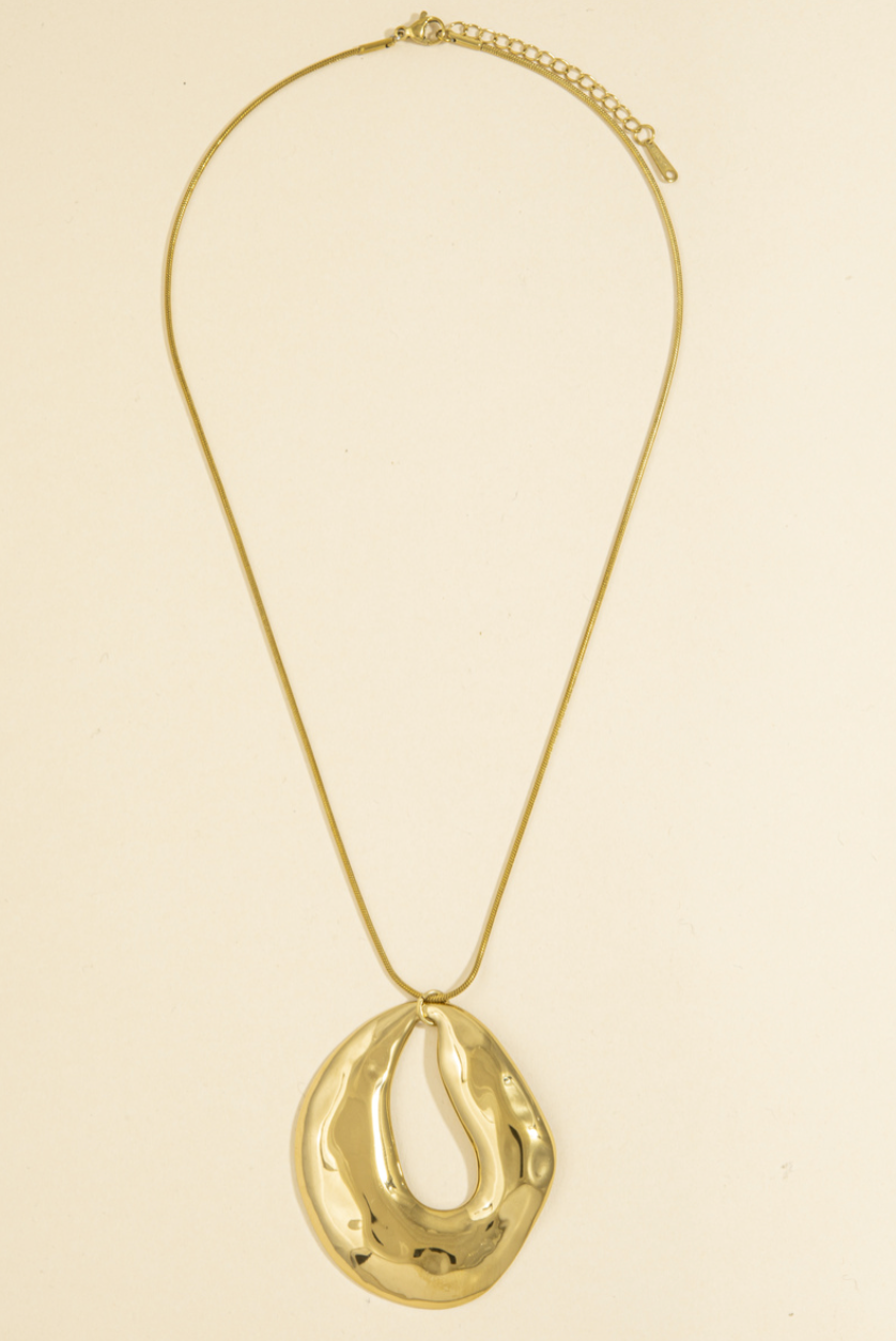 Open Eyes Oval Pendant Necklace