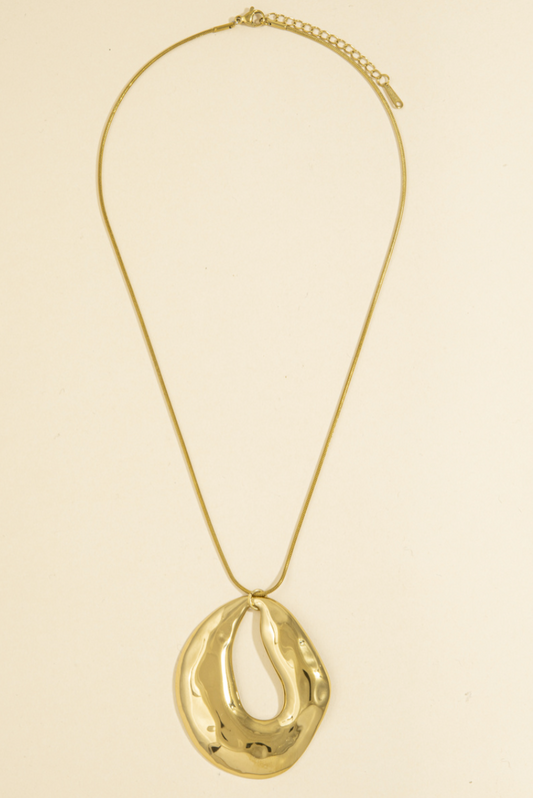 Open Eyes Oval Pendant Necklace