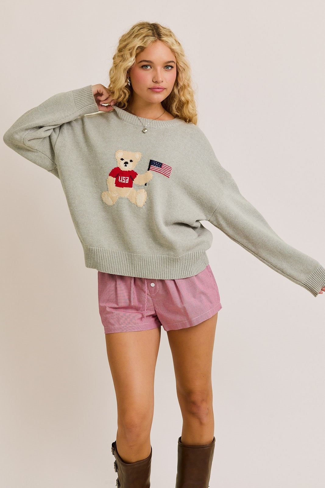 Biggest Fan Teddy USA Sweater