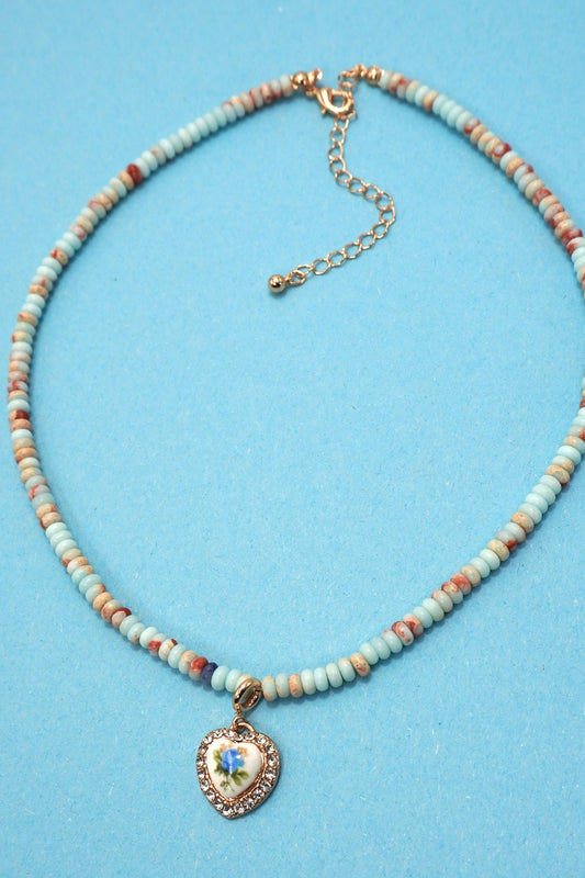 Back To Me Beaded Necklace Aqua