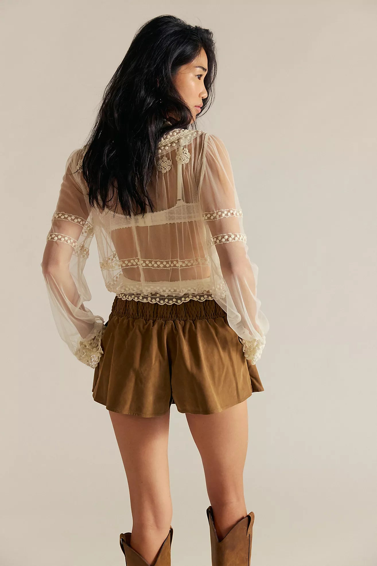 Paradise Found Suede Skort Camel
